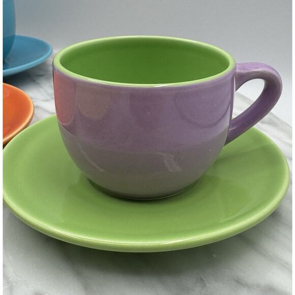 Pagnossin Ceramic Espresso 3 Cups 5 Saucers Mix & Match Colors Made In Italy - Picture 6 of 16